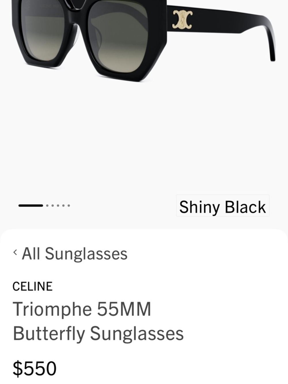 Celine Black Oversized Cat Eye Sunglasses - Picture 5 of 7